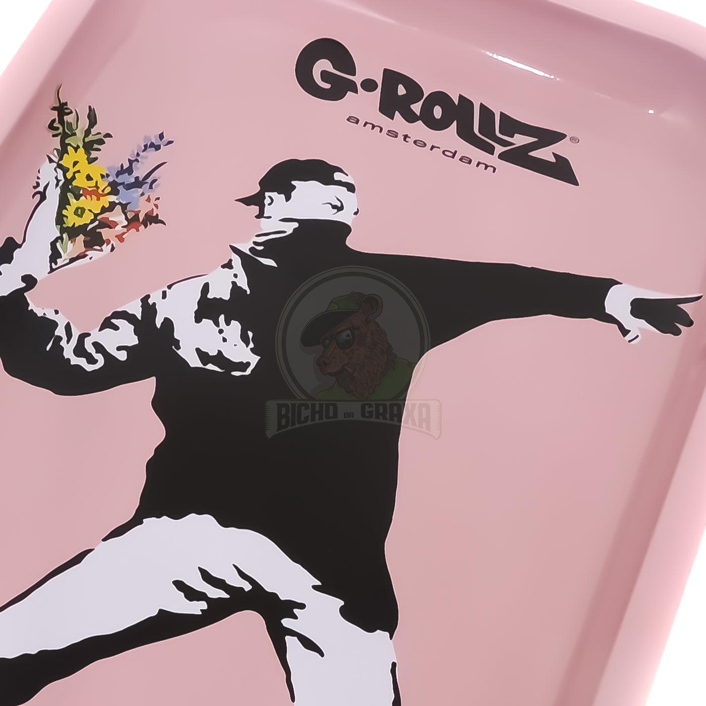 Bandeja de Metal Média G-Rollz x Banksy Atirador de Flores - Bicho da Graxa