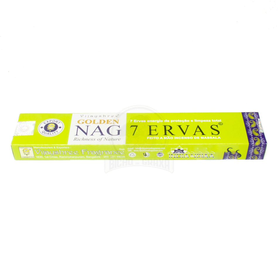 Incenso Natural 8 Varetas 7 Ervas Golden Nag - Bicho da Graxa