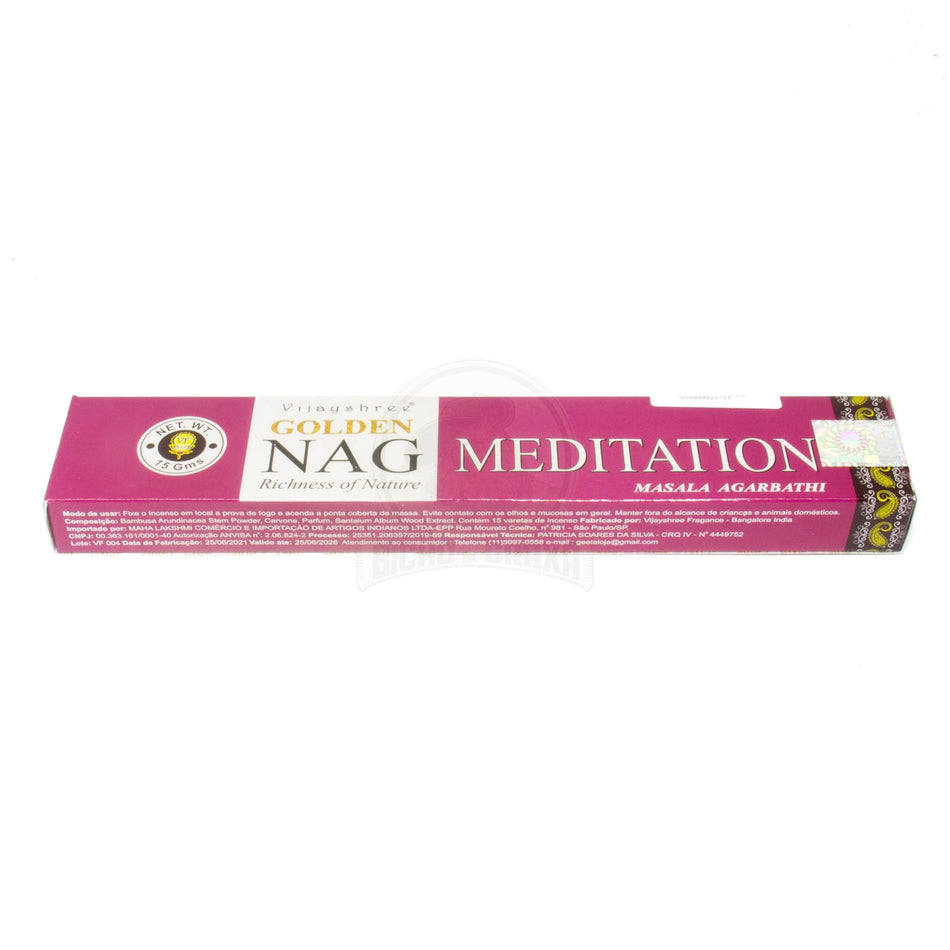 Incenso Natural 8 Varetas Meditation Golden Nag - Bicho da Graxa