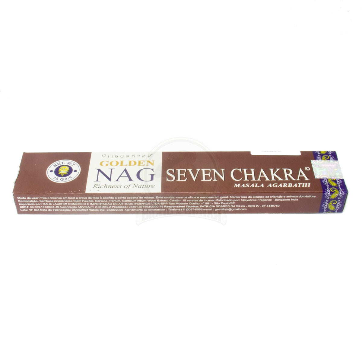 Incenso Natural 8 Varetas Seven Chakra Golden Nag - Bicho da Graxa