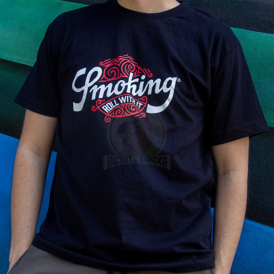 Camisa Manga Curta Preta Smoking