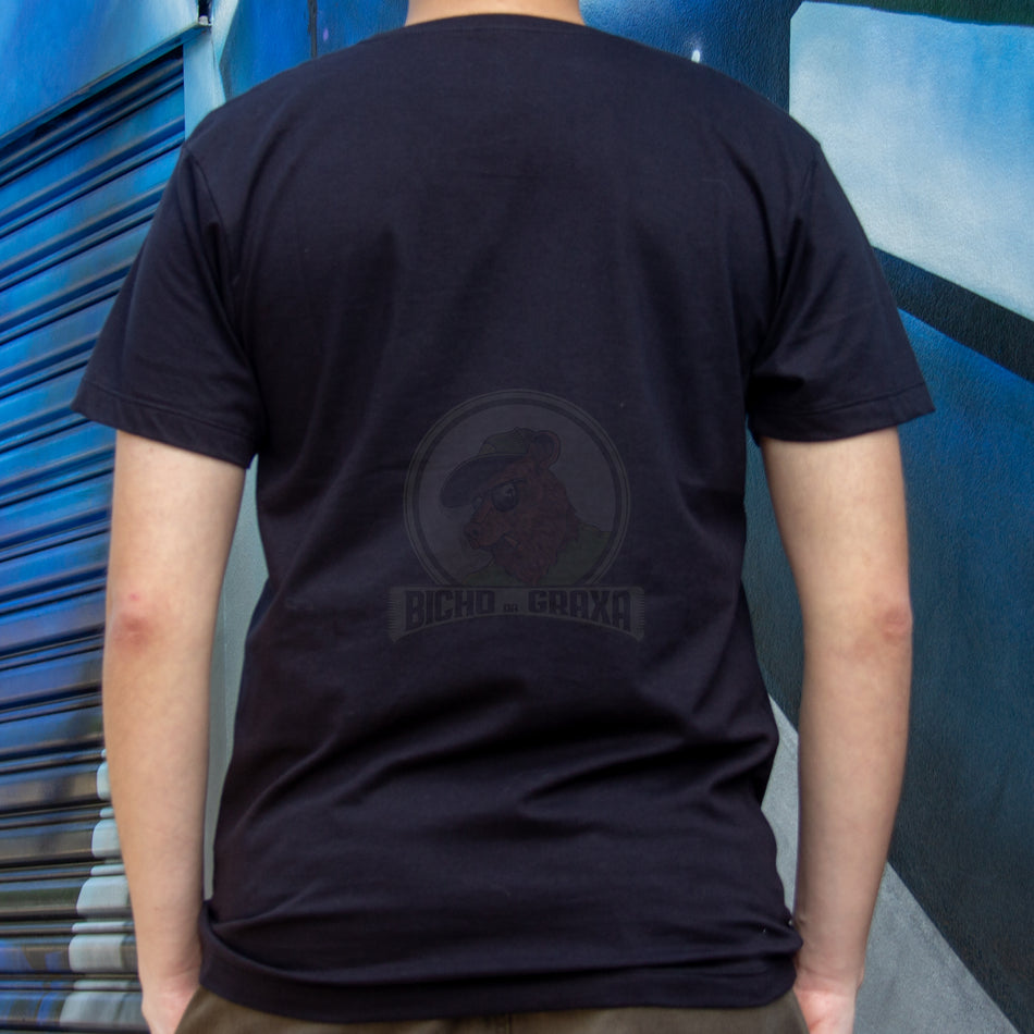 Camisa Manga Curta Preta Smoking